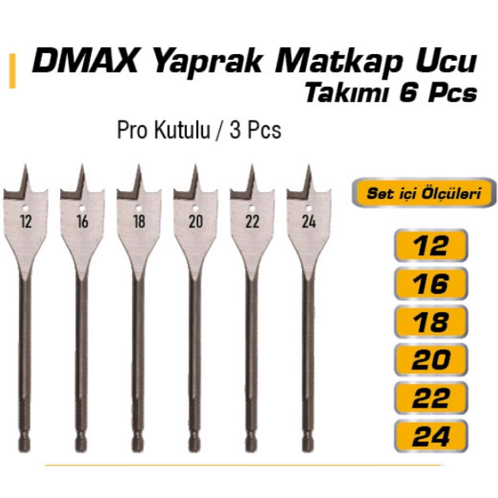 AHŞAP DELME YAPRAK UCU TAKIMI 6 LI DMAX 4369