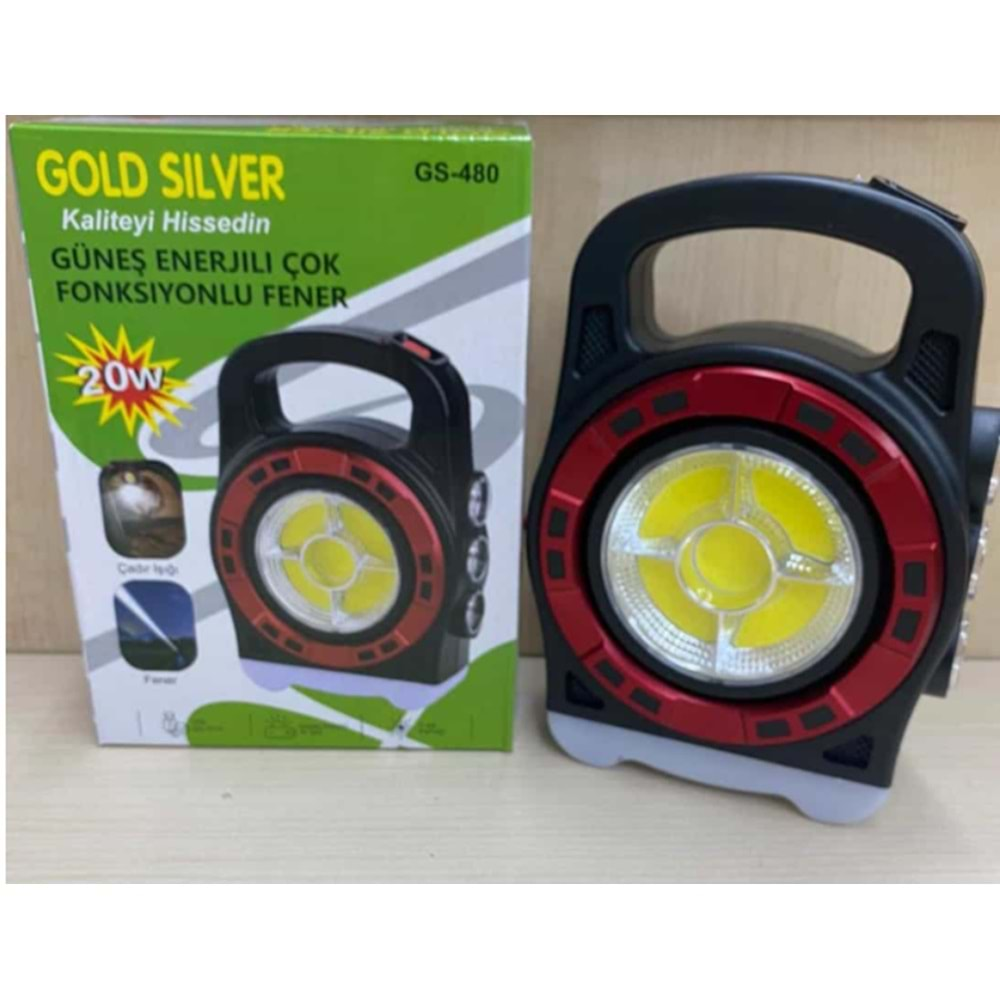 EL FENERİ ŞARJLI GOLD SİLVER GÜNEŞ ENERJİLİ 20W GS-480