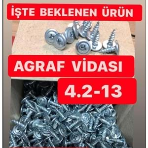 AGRAF VİDASI YILDIZ PUL BAŞLI MATKAP UÇLU 4,2*13 AKDENİZ