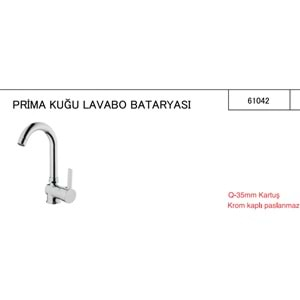 BATARYA LAVABO TEMA PRİMA TEK GÖVDE 61042