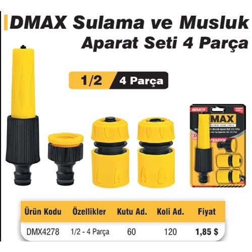 SULAMA VE MUSLUK APARAT SETI 1/2 - 4 DMAX 4278