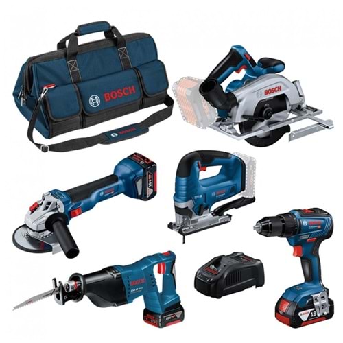 BOSCH AKÜLÜ SET GKS+GSA+GSR+GST+GWS(3x4.0Ah 18V)