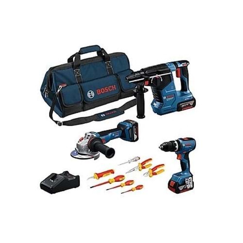 BOSCH AKÜLÜ SET Gsb 18V-65+Gws 18V-11+Gbh 18V-24 C 3X5.0AH