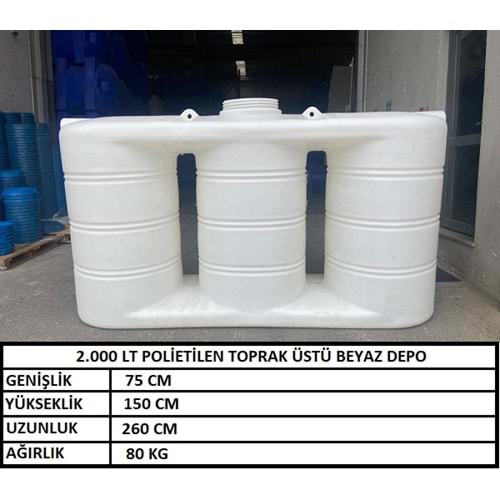 DEPO PVC SLIM DIK 2000 LT 1 KAT BEYAZ G75*Y150*U260cm 80 kg