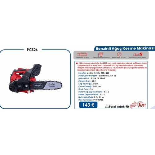AGAÇ KESME MOTORU BENZINLI TESTERE PCS 26 SCHEPPACH