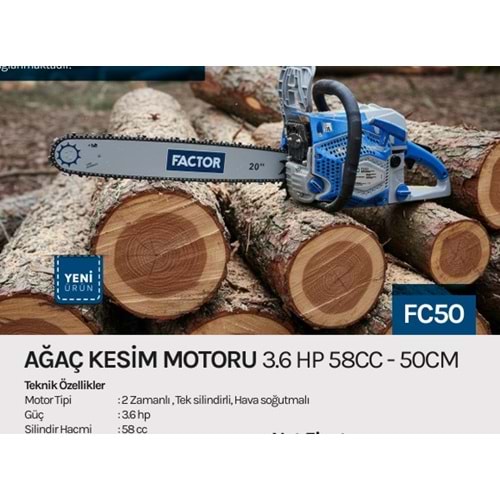 AGAÇ KESME MOTORU FACTOR 50 CM FC50 3,6HP FACPS5800