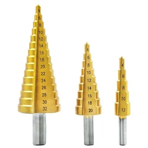 HSS KADEMELI MATKAP UCU SET (4*32/4*20/4*12MM) TITANYUM KAPLAMALI