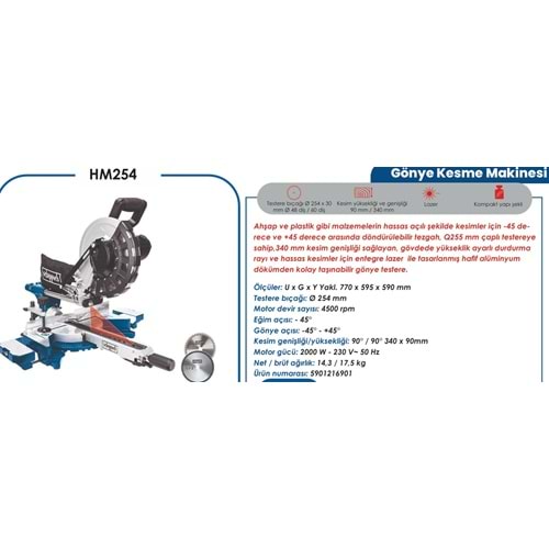 SCHEPPACH GÖNYE KESME MAKINESI 254 MM HM254