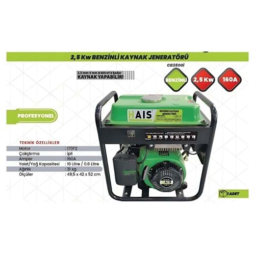 JENERATÖR (2 kW) BENZINLI CB3800I HAISPRO