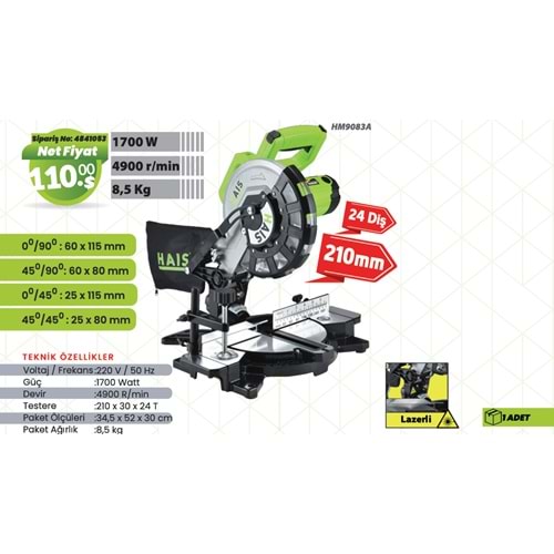 GÖNYE KESME MAKINESI 210 MM HM9083A 1700W HAIS