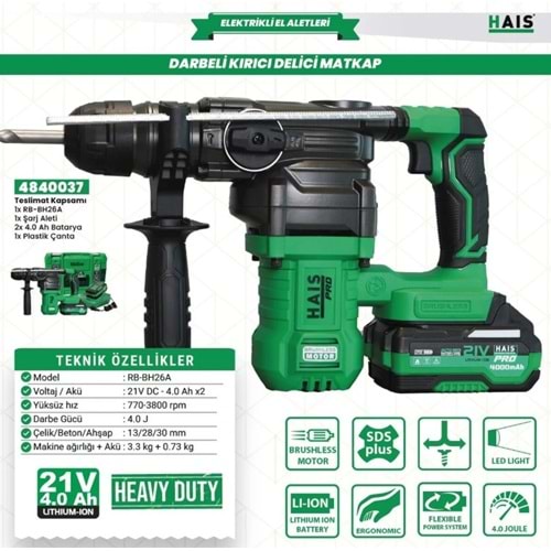 HAISPRO AKÜLÜ KIRICI DELICI BH26A (2x4 Ah)
