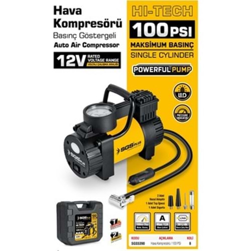 SGS5390 KOMPRESÖR MAKINASI ARAÇ IÇIN 12 V 100PSI