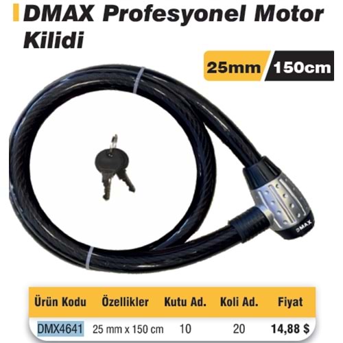 MOTOR KILIDI METAL BASLIKLI DMAX 4641 25MM 150CM
