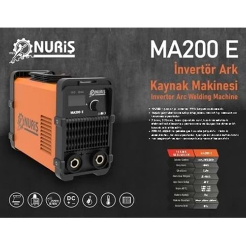 KAYNAK MAKINASI INVERTER 200 AMPER NURIS MA200E