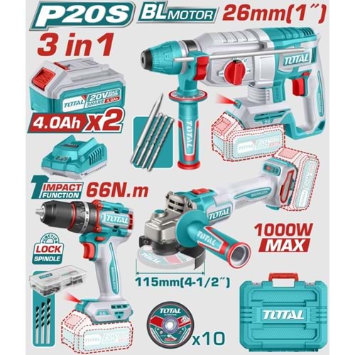 AKÜLÜ 3 LÜ SET KIRICI DELICI MATKAP TASLAMA TOTAL TOSLI241198E