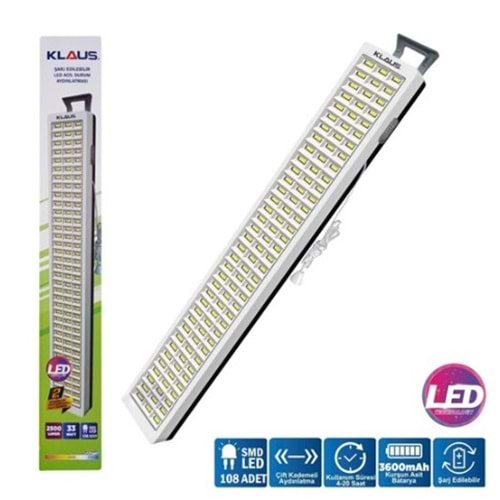 EL FENERI SARJLI KLAUS ACIL AYDINLATMA ISILDAK 33W 3600MAH KE47712