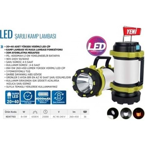 EL FENERI SARJLI KLAUS 8+5W 4000MAH KE47703