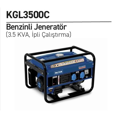 JENERATÖR KGL3500C BENZINLI IPLI 3,5 KVA FACTOR