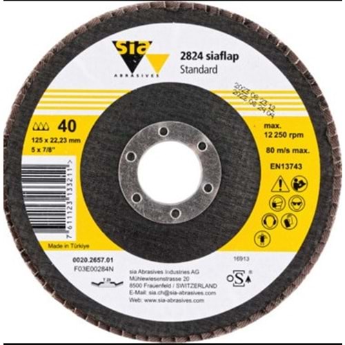 SIA FLAP DISK KATLI ZIMPARA ZIRKONYUM 125 MM 80 KUM ZR