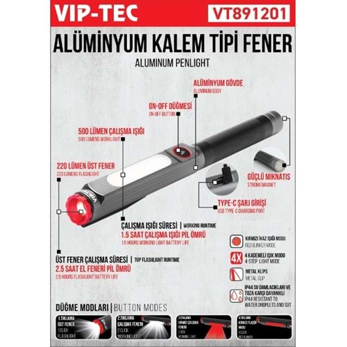 ALUMINYUM KALEM FENER VIP-TEC VT891201