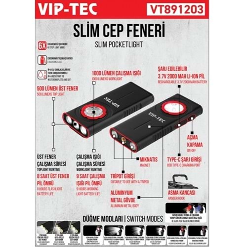 SLIM ÇEP FENERI VIP-TEC VT891203