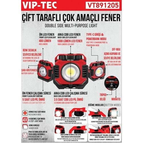 ÇOK AMAÇLI ÇIFT TARAFLI FENER VIP-TEC VT891205