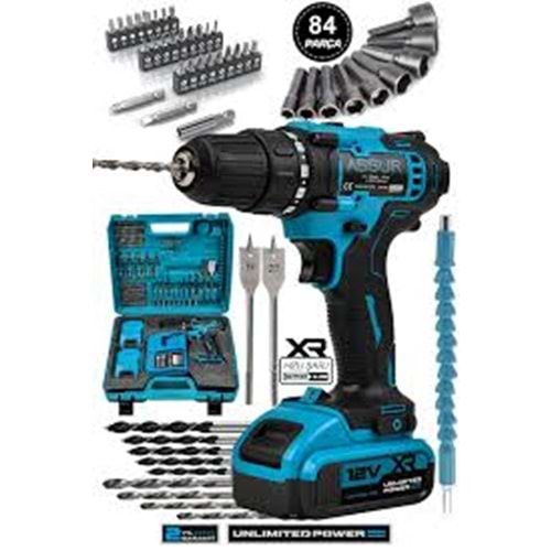 AKÜLÜ DELME VIDALAMA SETI 84 PARÇA ASSUR