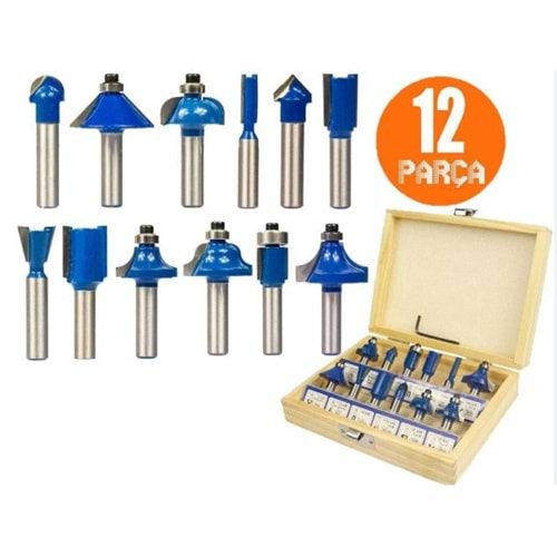 FREZE BIÇAGI SETI TOPSHOP 8MM 12 PARÇA TH03039