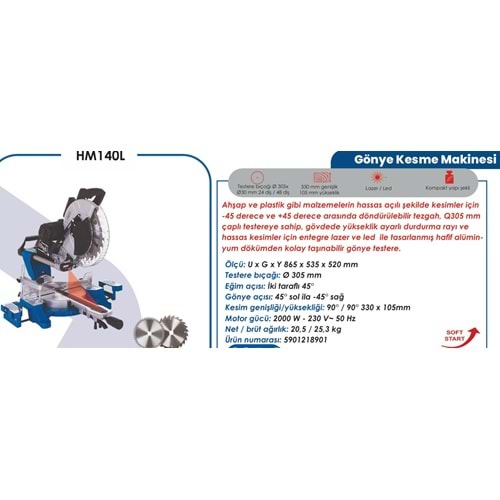 SCHEPPACH GÖNYE KESME MAKINESI 140 MM HM140L