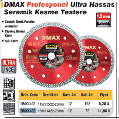 GRANIT KESME DISKI 180x1.6x22-23mm DMAX4403