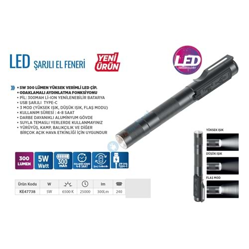 EL FENERI KLAUS KE47738 KALEM TIPI LEDLI