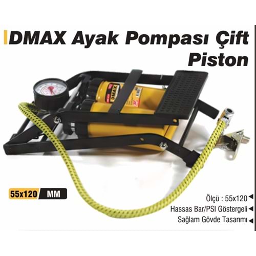 BISIKLET POMPASI AYAKLA 2 PISTONLU GÖSTERGELI DMX-4578