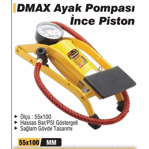 BISIKLET POMPASI AYAKLA PISTONLU GÖSTERGELI DMX-4580