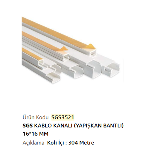 SGS KABLO KANALI YAPISKANLI BANTLI 16*16mm SGS3521