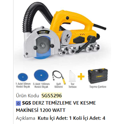 SGS DERZ TEMIZLEME VE KESME MAKINESI 1200watt SGS5296