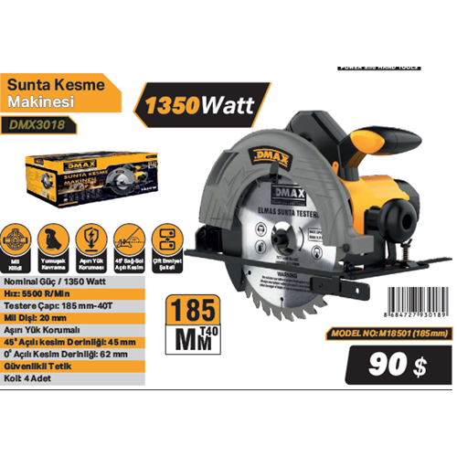 DMAX SUNTA KESME MAKINASI 185mm 1350W M18501 DMX3018