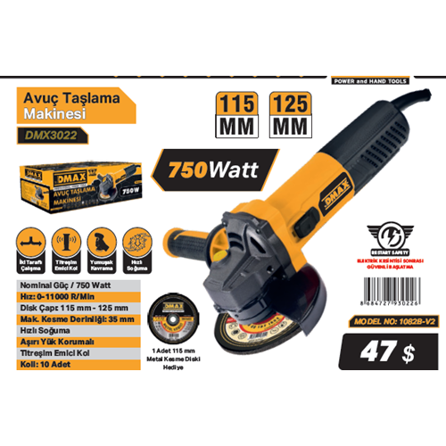 DMAX AVUÇ TASLAMA MAKINESI 750W 1082B-V2 DMX3022