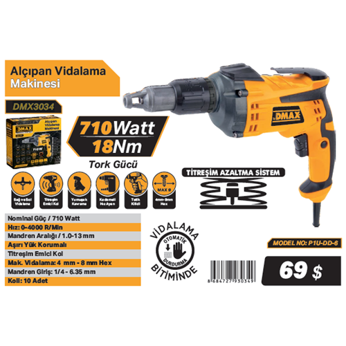 DMAX ALÇIPAN VIDALAMA MAKINESI 710W P1U-DD-6 DMX3034