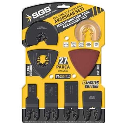 SGS MULTI-TOOLS KESICI VE RASPALAMA AKSESUAR SETI 27 PARÇA SGS1880