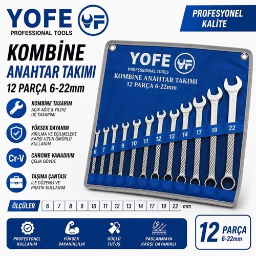 KOMBINE ANAHTAR TAKIMI 12 PARÇA YOFE