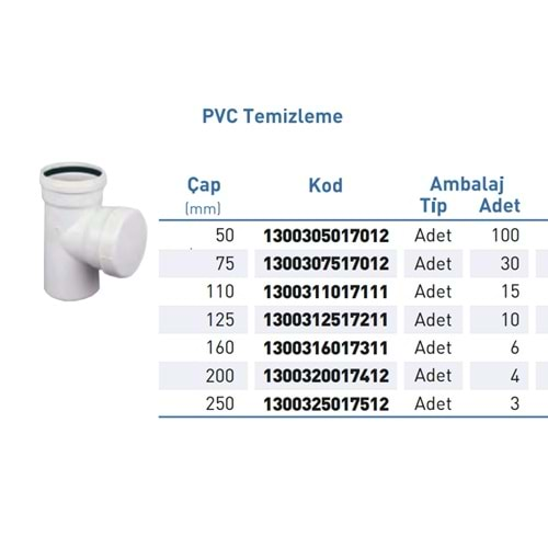 PVC ATIK SU Temizleme Yuvarlak d75