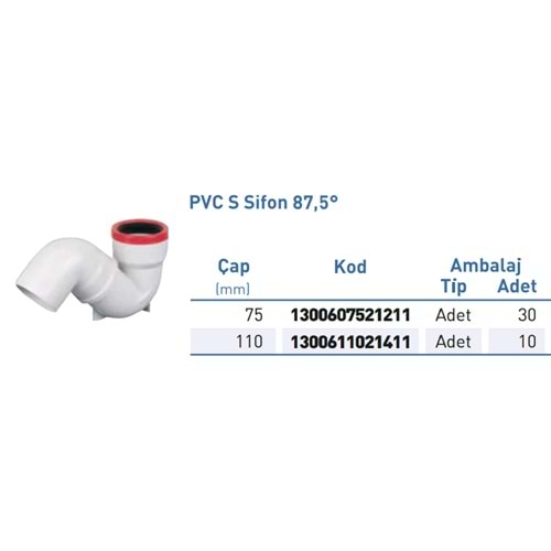 PVC ATIK SU Es Sifon 87,5° d110