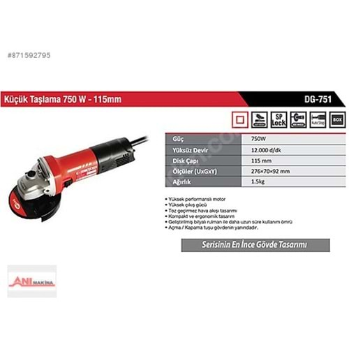 TAŞLAMA MAKİNESİ 750W 115 MM DG 751 KEYANG