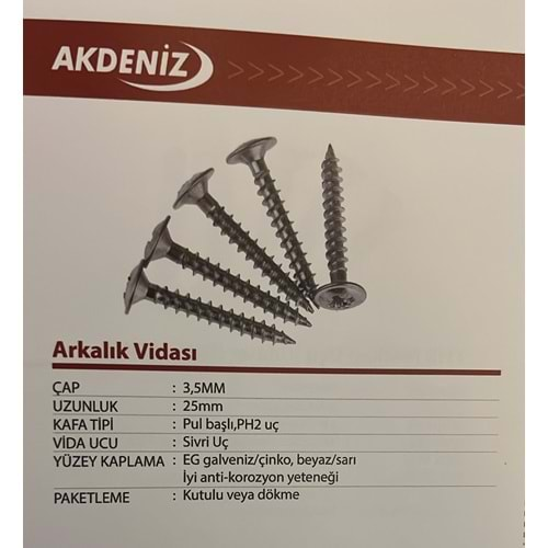 ARKALIK VİDASI 3,5*25