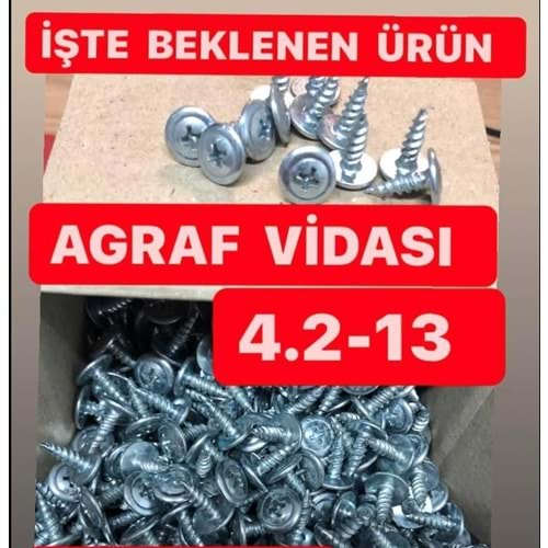 AGRAF VİDASI YILDIZ PUL BAŞLI MATKAP UÇLU 4,2*13 AKDENİZ