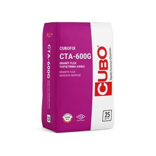 CUBO Cubo Fix CTA-600G Granit Flex Yapıştırma Harcı C2TE Gri 25 Kg