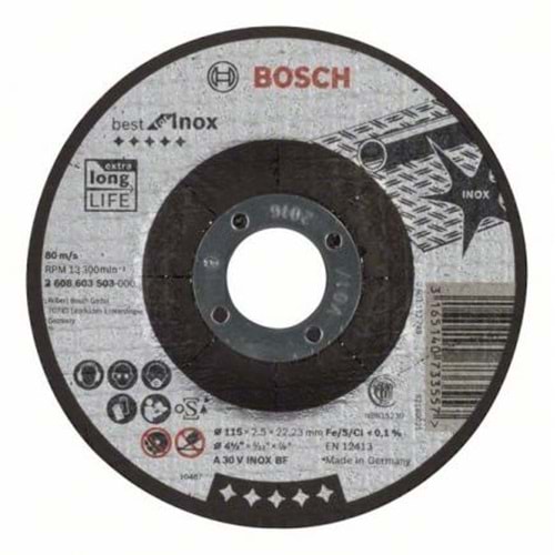 BOSCH Best İnox Rap. Kesme Taşı 180*1,6 mm Düz -5yıldız