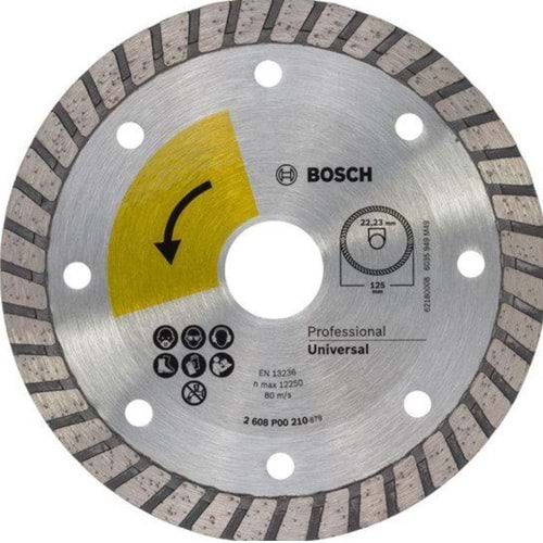 BOSCH KESME DİSKİ ELMAS KANALLI TURBO Universal 125mm 22,23mm