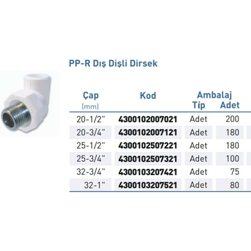 PPR Dirsek Dış Diş Byz d25-1/2