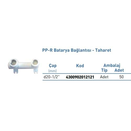 PPR Taharet Bağlantı İç Diş PPR Byz BSPP-G d20-1/2